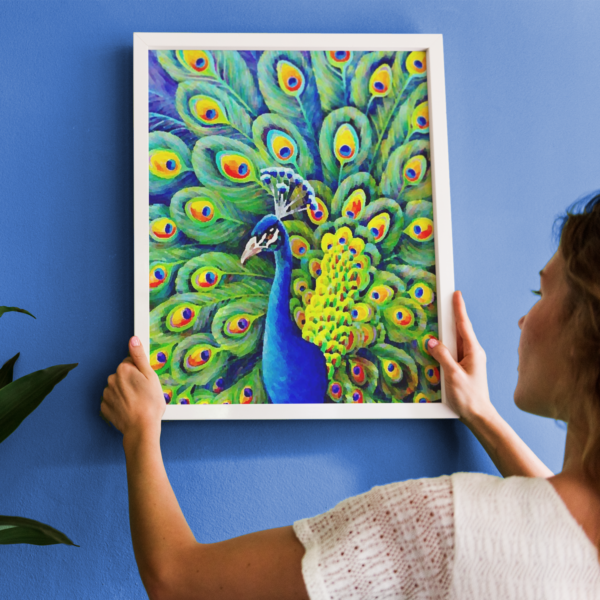 Blumen Blau Eckige Steine 30x45cm 35