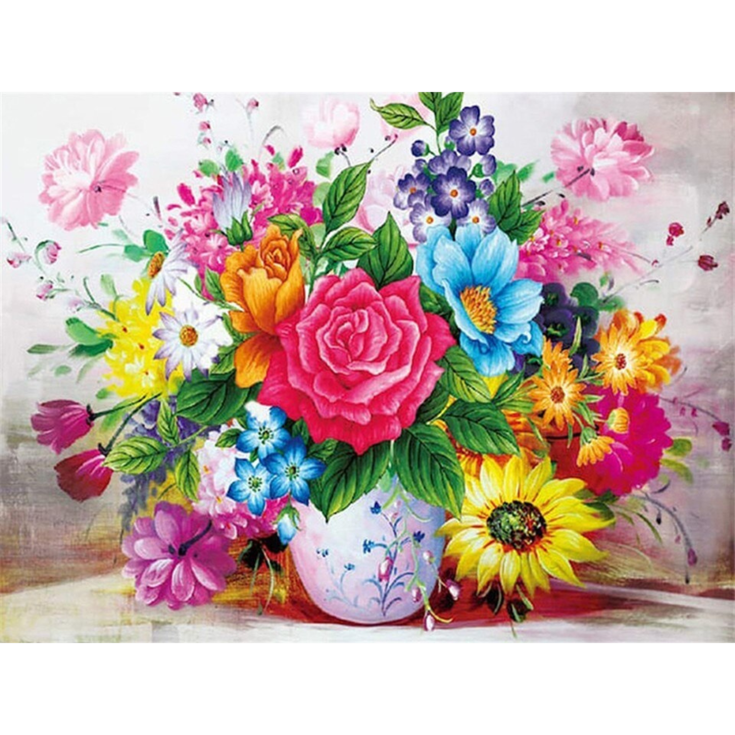 Blumen Bunt Vase – Runde Steine – 30x40cm – 35 Farben | DIAPOP© Diamond  Painting