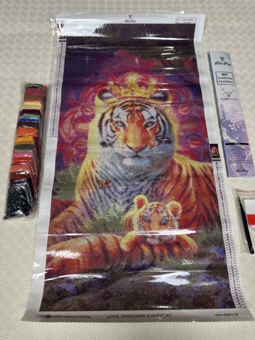 Mama und Baby Tiger mit Krone - Eckige AB Steine - 40x80cm - 60 Farben – Bild 2