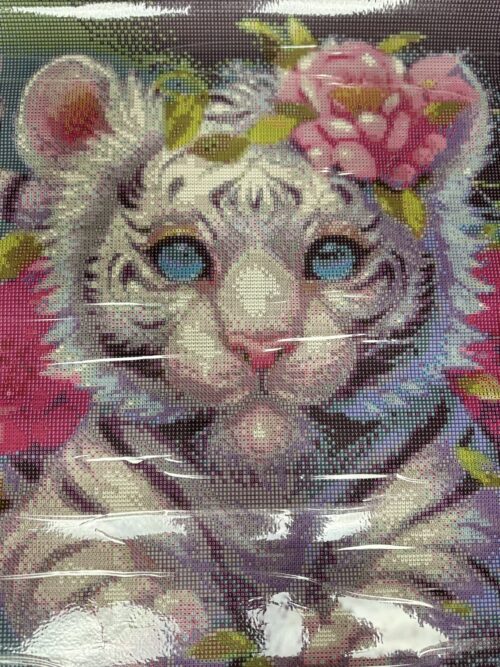 Weißer verblumter Babytiger - Eckige AB Steine - 50x50cm - 50 Farben – Bild 4