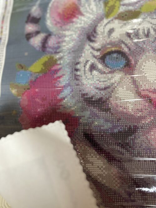Weißer verblumter Babytiger - Eckige AB Steine - 50x50cm - 50 Farben – Bild 7
