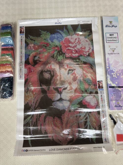 Verblumter stolzer Löwe - Eckige AB Steine - 30x50cm - 40 Farben – Bild 2