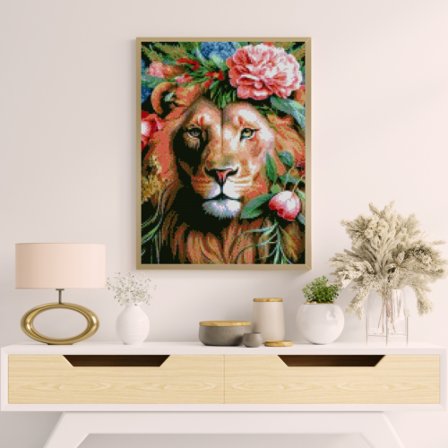 Verblumter stolzer Löwe - Eckige AB Steine - 30x50cm - 40 Farben – Bild 8