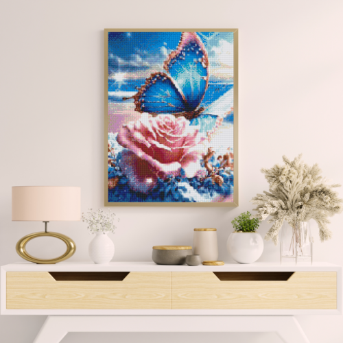 Blauer Schmetterling am Meer - Eckige AB Steine - 40x65cm - 55 Farben – Bild 9