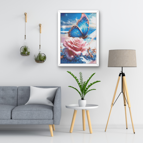 Blauer Schmetterling am Meer - Eckige AB Steine - 40x65cm - 55 Farben – Bild 8