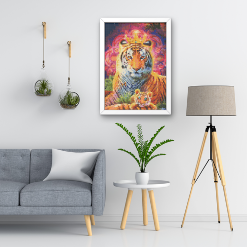 Mama und Baby Tiger mit Krone - Eckige AB Steine - 40x80cm - 60 Farben – Bild 9