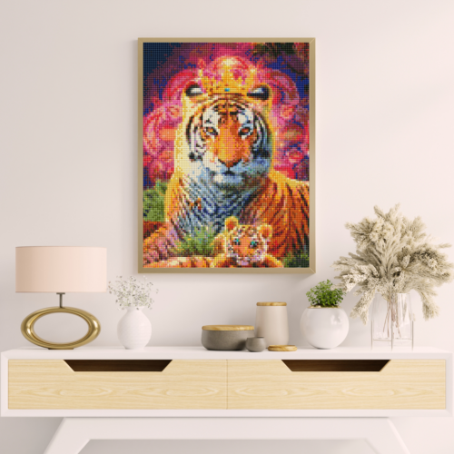 Mama und Baby Tiger mit Krone - Eckige AB Steine - 40x80cm - 60 Farben – Bild 8
