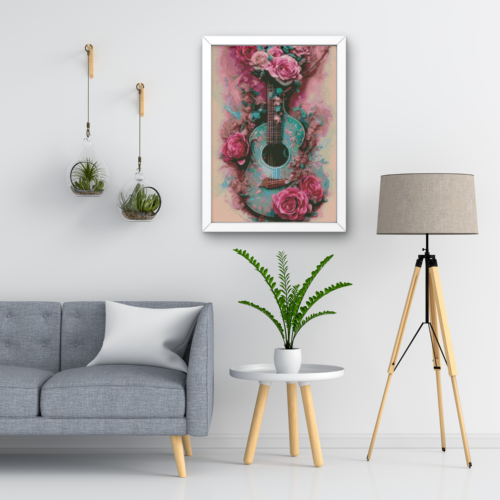 Blaue Gitarre in Rosen - Eckige AB Steine - 40x60cm - 50 Farben – Bild 9