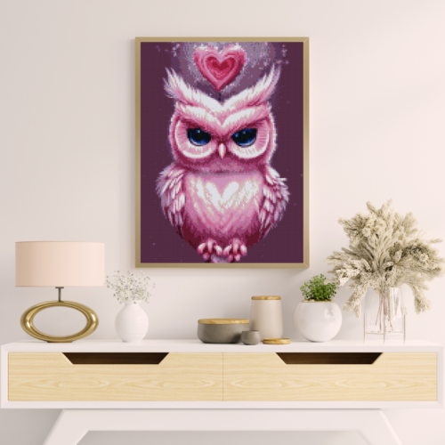 Süße Eule in Rosa - Eckige AB Steine - 30x45cm - 40 Farben – Bild 8