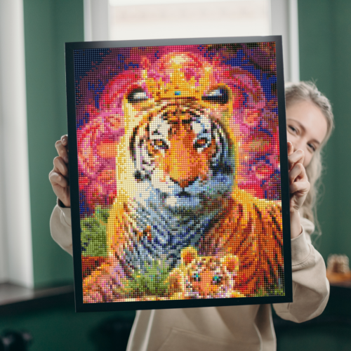 Mama und Baby Tiger mit Krone - Eckige AB Steine - 40x80cm - 60 Farben – Bild 7