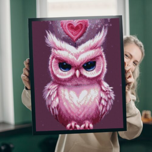 Süße Eule in Rosa - Eckige AB Steine - 30x45cm - 40 Farben – Bild 7