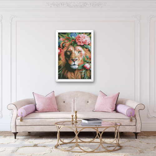Verblumter stolzer Löwe - Eckige AB Steine - 30x50cm - 40 Farben – Bild 9