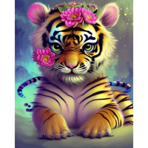 Blumen Babytiger - Eckige AB Steine - 40x50cm - 45 Farben