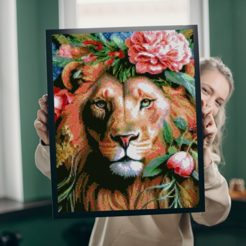 Verblumter stolzer Löwe - Eckige AB Steine - 30x50cm - 40 Farben – Bild 7