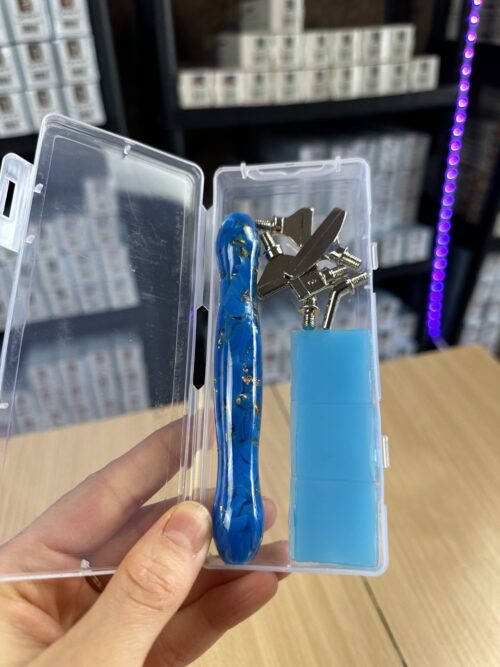Ergo Stift "Blau Gold" - 5 Metallaufsätze – Bild 2