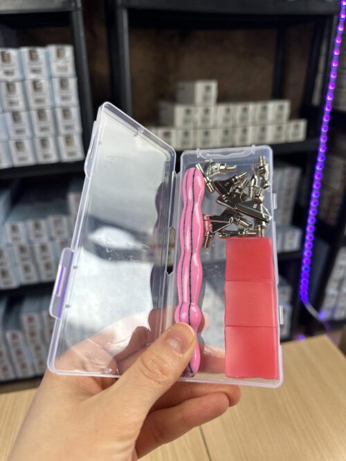 Ergo Stift "Pink Schwarz gestriffen" - 11 Metallaufsätze – Bild 2