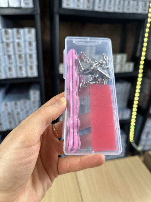 Ergo Stift "Pink Schwarz gestriffen" - 11 Metallaufsätze – Bild 3
