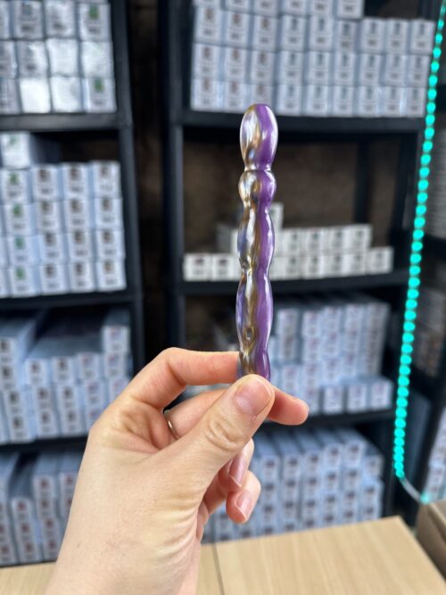 Ergo Stift "Lila Grau gestriffen" - 11 Metallaufsätze
