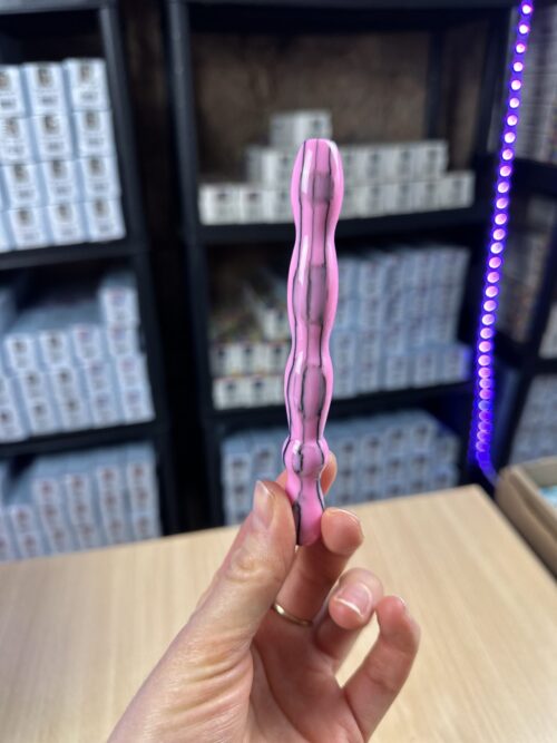 Ergo Stift "Pink Schwarz gestriffen" - 11 Metallaufsätze - B-Ware