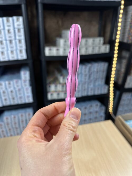 Ergo Stift "Pink Schwarz gestriffen" - 11 Metallaufsätze - B-Ware – Bild 2
