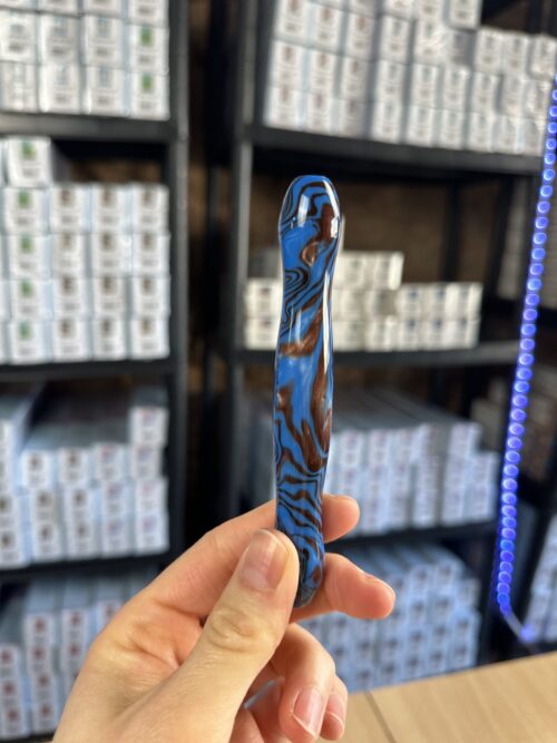 Ergo Stift "Wellen Blau Braun" - 12 Metallaufsätze