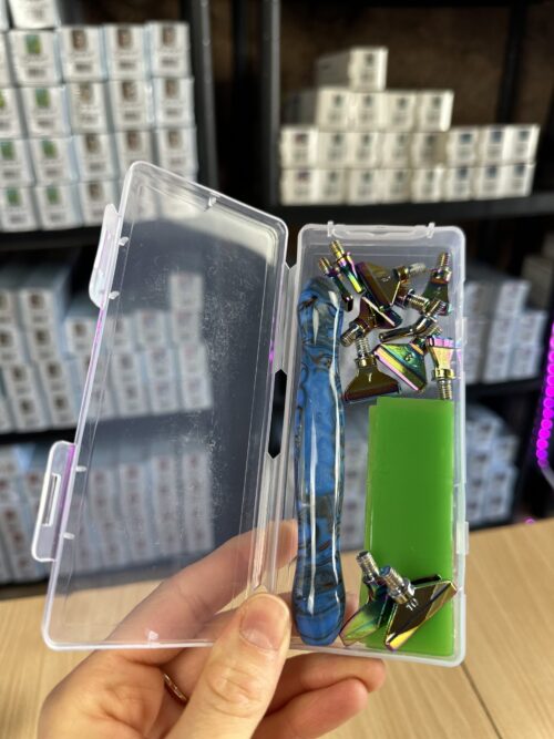 Ergo Stift "Wellen Blau Braun" - 12 Metallaufsätze – Bild 2