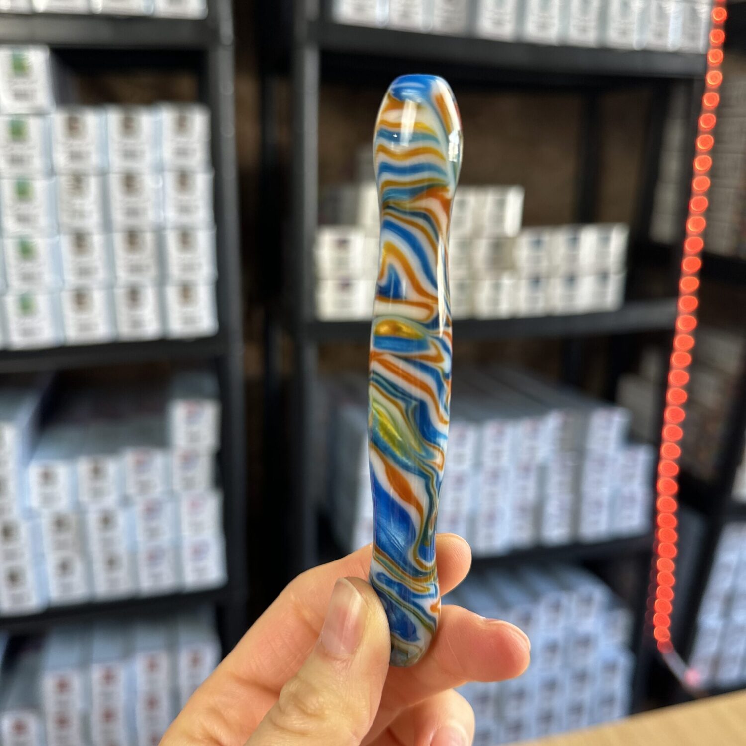 Ergo Stift "Wellen Orange Blau" - 11 Metallaufsätze