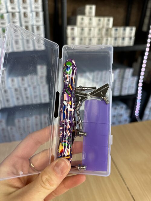 Ergo Stift "Bunt gemischt Lila" - 6 Metallaufsätze – Bild 2