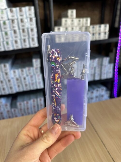 Ergo Stift "Bunt gemischt Lila" - 6 Metallaufsätze – Bild 3