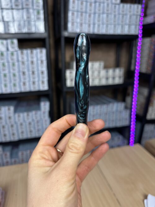 Ergo Stift "Wellen Petrol Grün Schwarz" - 6 Metallaufsätze – Bild 2
