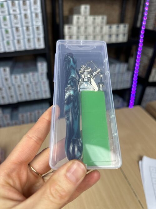 Ergo Stift "Wellen Petrol Grün Schwarz" - 6 Metallaufsätze – Bild 4