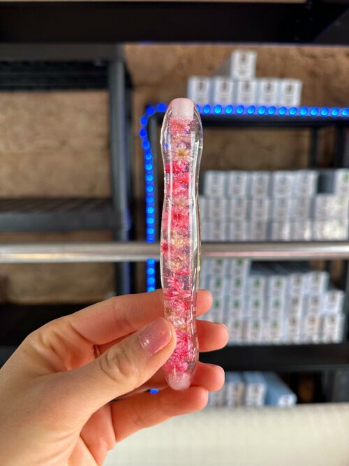Ergo Stift "Blumen Hellrosa" - 6 Plastikaufsätze