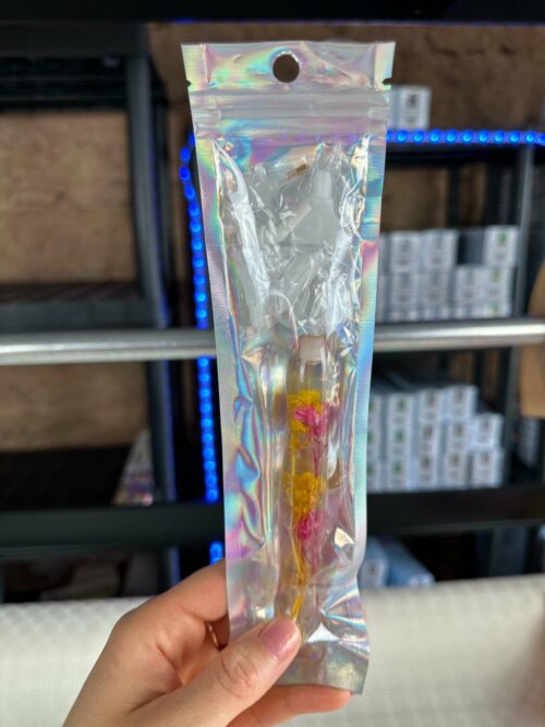 Ergo Stift "Blumen Gelb Pink" - 6 Plastikaufsätze – Bild 3