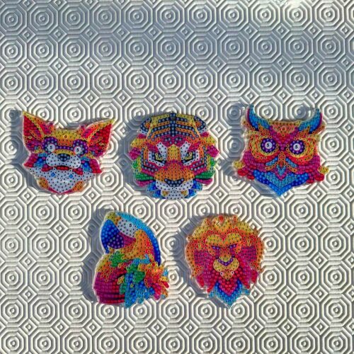 DIY Diamond Painting Schlüsselanhänger - Cartoon Tiere - 5 Stück - beidseitig paintbar – Bild 3