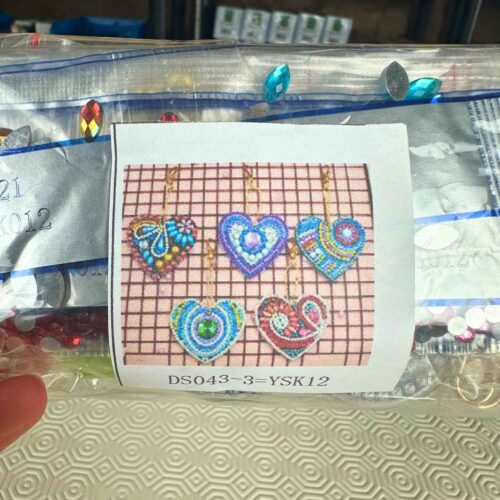 DIY Diamond Painting Schlüsselanhänger - Herzen 1 - 5 Stück - beidseitig paintbar – Bild 6