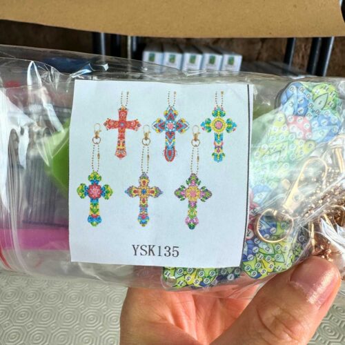 DIY Diamond Painting Schlüsselanhänger - Kreuz - 6 Stück - beidseitig paintbar – Bild 6