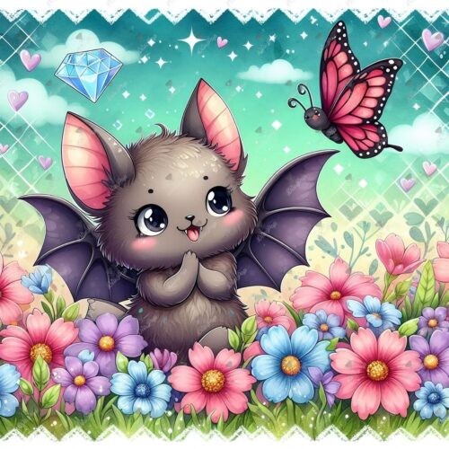 Tiki Diamonds - Fledermaus Sally - 50x50cm - Eckige Harzsteine