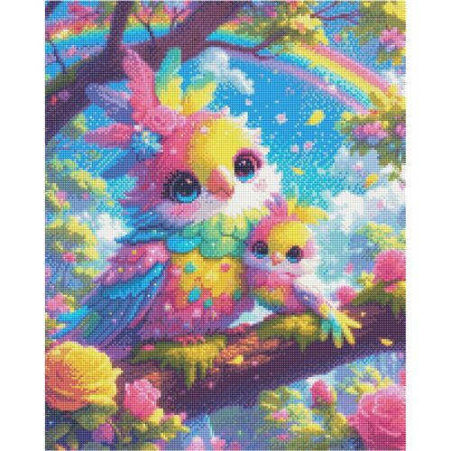 Bex Ai Art - Rainbow Bird - 40x50cm - Eckige Harzsteine – Bild 2