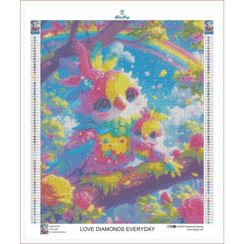 Bex Ai Art - Rainbow Bird - 40x50cm - Eckige Harzsteine – Bild 3