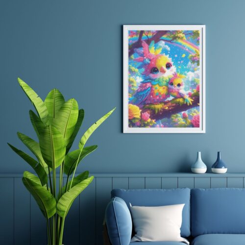 Bex Ai Art - Rainbow Bird - 40x50cm - Eckige Harzsteine – Bild 4