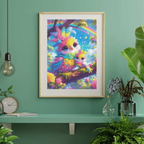 Bex Ai Art - Rainbow Bird - 40x50cm - Eckige Harzsteine – Bild 5