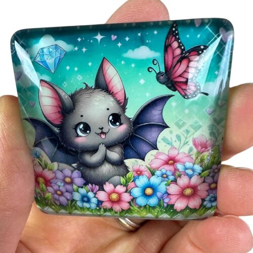 Glas Cover Minder Magnet - Fledermaus Sally - Tiki Diamonds