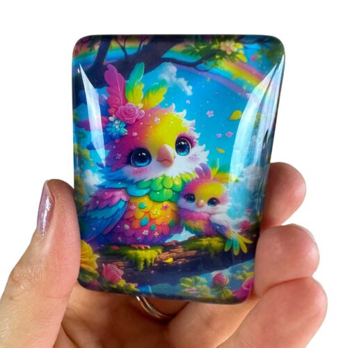 Glas Cover Minder Magnet - Rainbow Bird - Bex Ai Art