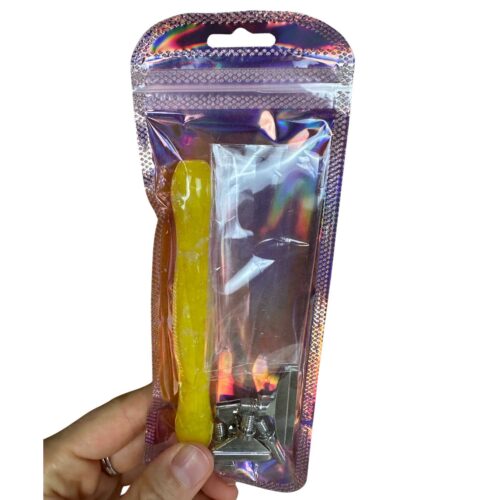 Ergo Stift "Marshmallow Glitzer Gelb" - 5 Metallaufsätze – Bild 3