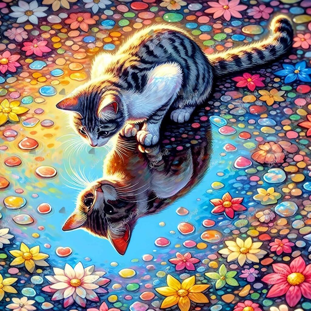 Tiki Diamonds - Cat at a puddle