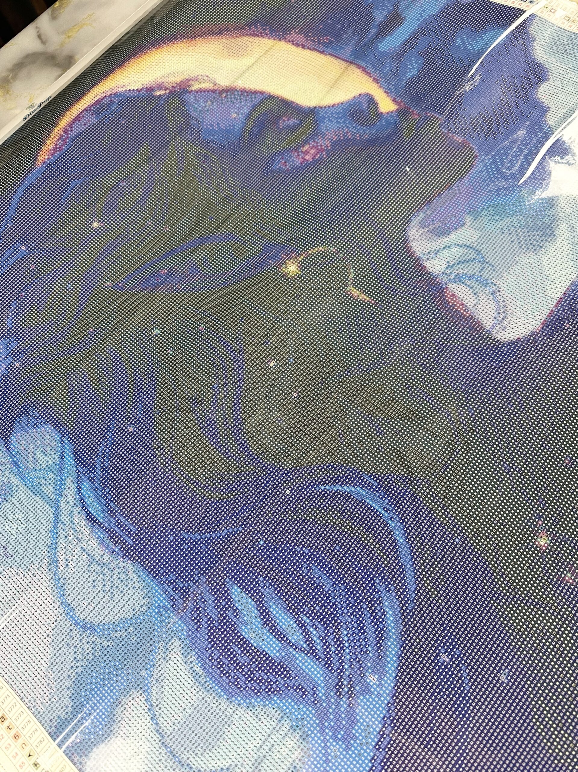 Traumpixxel - Die Träumerin des Mondlichts - 70x70cm - 80 Farben - Eckige Harzsteine + Mix aus Sondersteinen – Bild 4