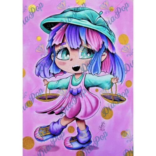 Kevin Teo'Art - Sternzeichen - Waage - 40x56cm - Eckige Harzsteine