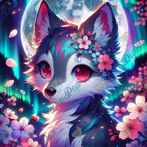 Tiki Diamonds - Kirschblüten-Fuchs im Mondlicht