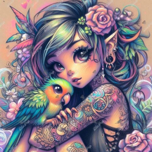 Tinkerangie - Mädchen und Papagei: Bunte Tattoo-Träume