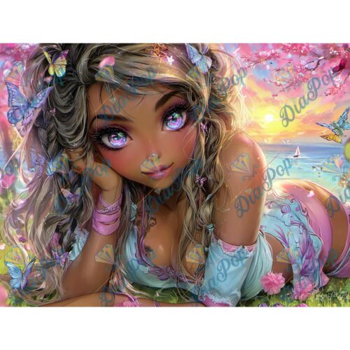 Elly_A.I - Beach Lady im Schmetterlingsparadies